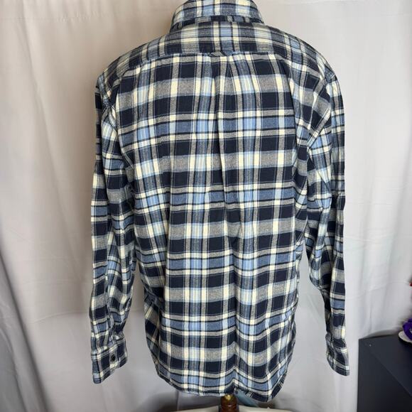 JACHS 2XL Blue Plaid Flannel Shirt Cotton Button Down Long Sleeve Workwear - Picture 3 of 9